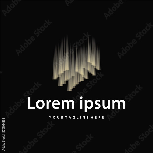 aurora logo design landscape sky nature ice, vector illustration symbol templet