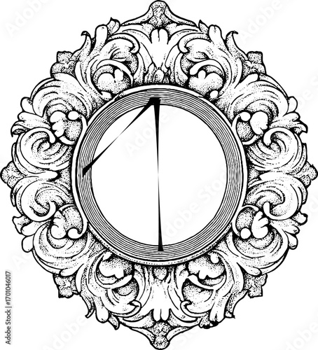 Wallpaper Mural Symmetric vintage hand drawn engraving of ornate floral frame design for decorative use Torontodigital.ca