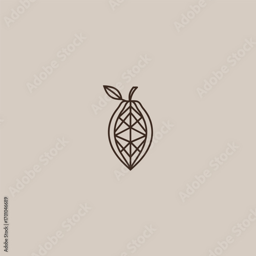 Cacao cocoa bean line art minimalist logo design.