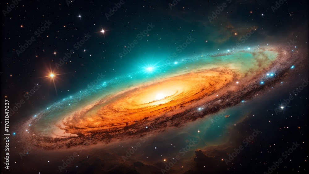 Fototapeta premium Spiral galaxy space universe stars nebula