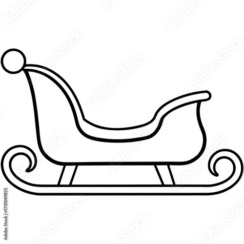 Minimalist Wooden Sleigh Line Art Vector Illustration on White Background