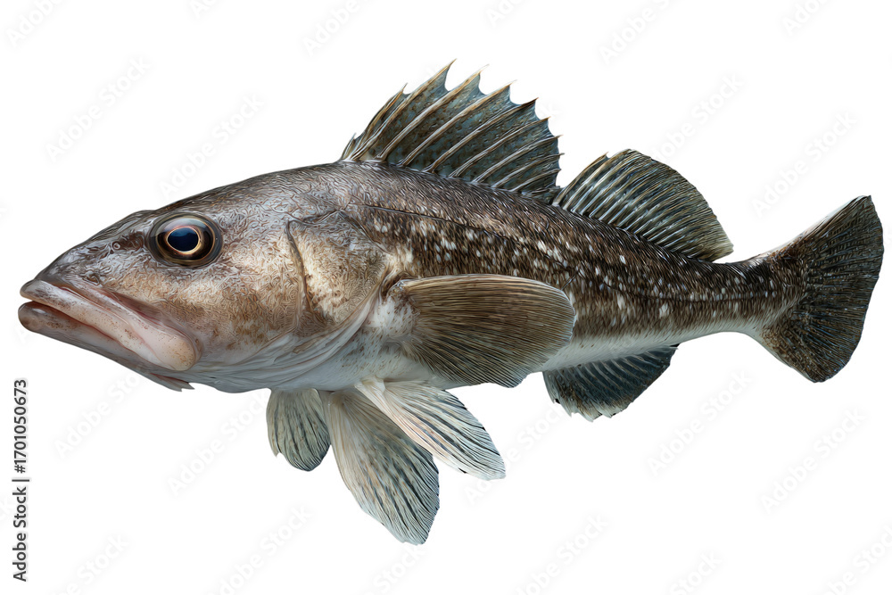 Naklejka premium A detailed close-up of a fish, showcasing its intricate scales and fins against a black backdrop. background removed
