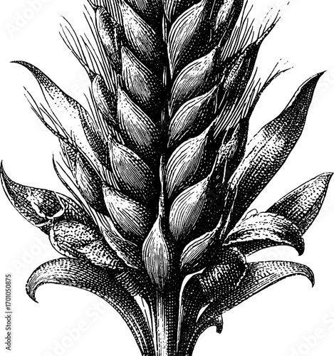 Vintage engraving style illustration of wheat ear for design and decoration