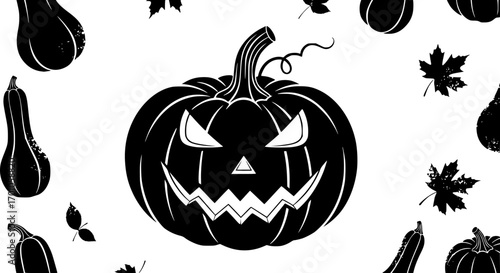 Black pumpkin silhouettes pattern gourds autumn