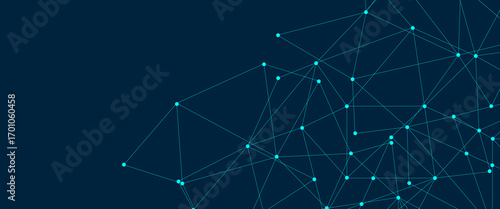Abstract blue lines and dots connections pattern, social network communication, technology curve line background. Design used for technology, science,