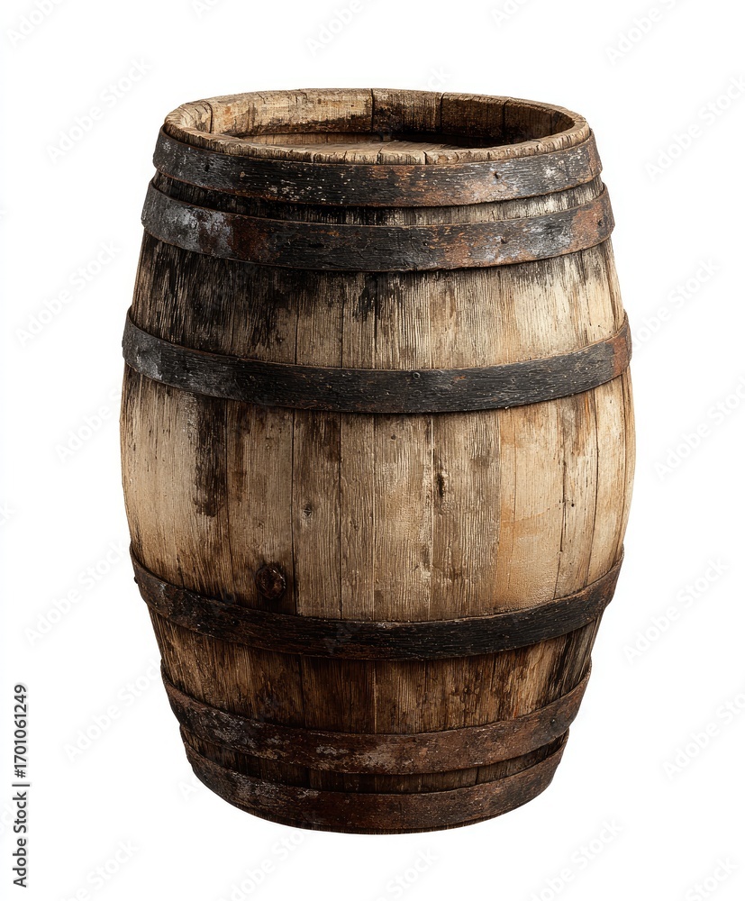 Fototapeta premium Aged wooden barrel, isolated (1)