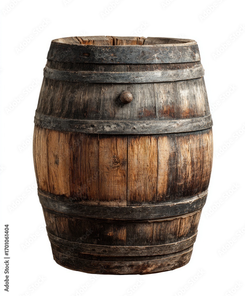 Fototapeta premium Aged wooden barrel, isolated