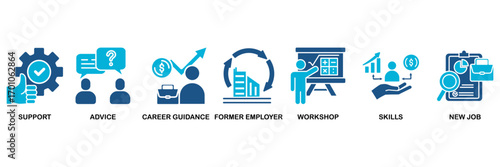Gamification icon set In Blue Monochrome Flat Design, Vector Illustration concept relate to icon of user engagement, reward, achievement, motivation, learning, and challenge