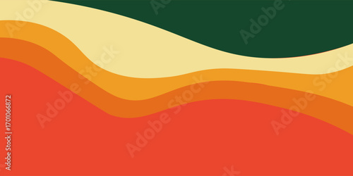 abstract background with curve and wave in layer of color from orange to dark green can be use for technolgy and energy company presentation advertisement