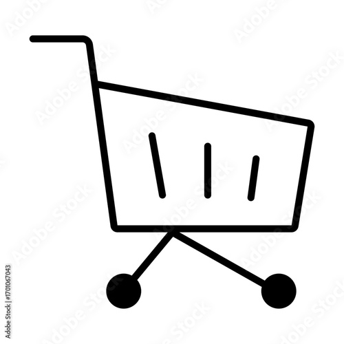 Simple line drawing of a shopping cart, ready for purchases.