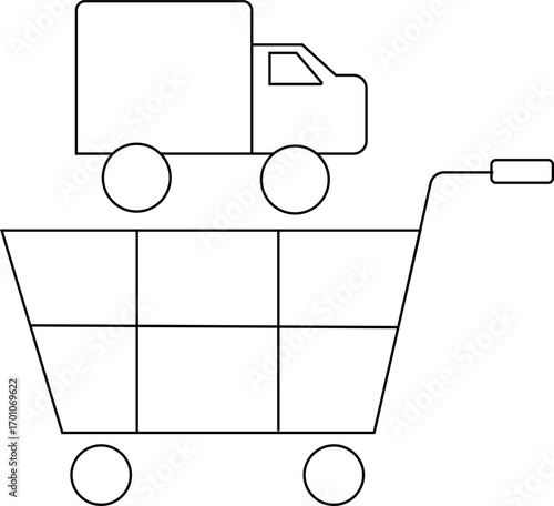 trolley icon and truck icon with white background