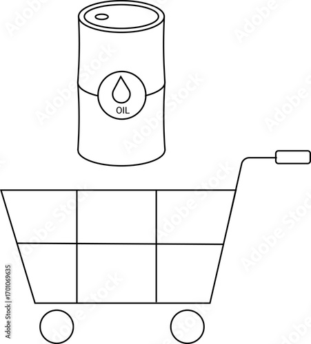 trolley icon and oil barrel icon with white background