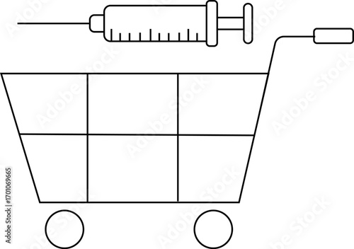 trolley icon and injection icon with white background