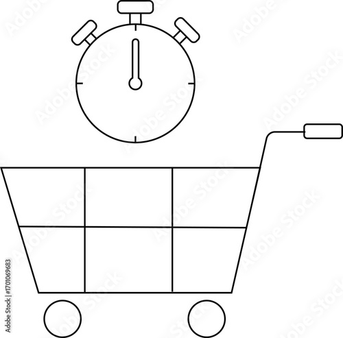 trolley icon and stopwatch icon with white background