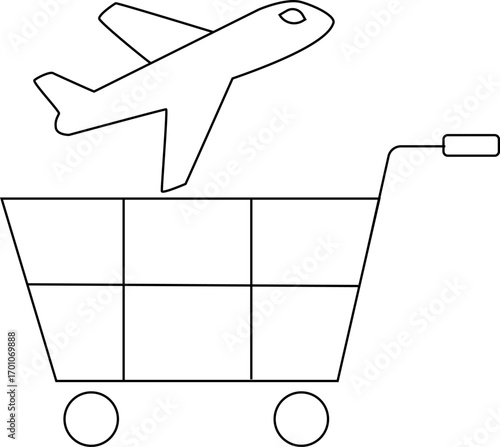 trolley icon and airplane icon with white background