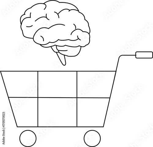 trolley icon and human brain icon with white background