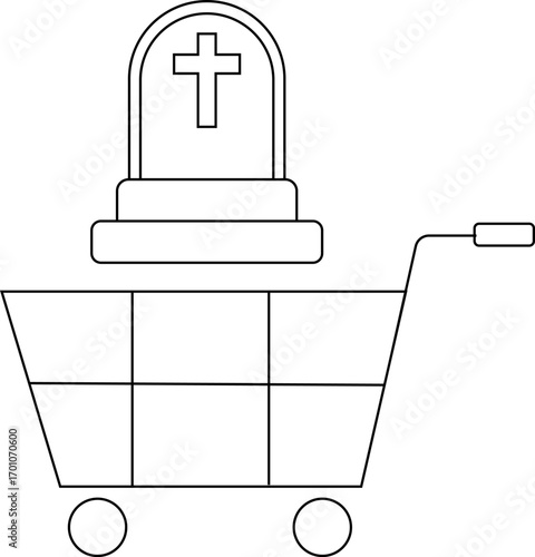 trolley icon and tombstone icon with black outline