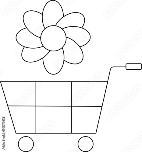 trolley icon and flower icon with black line
