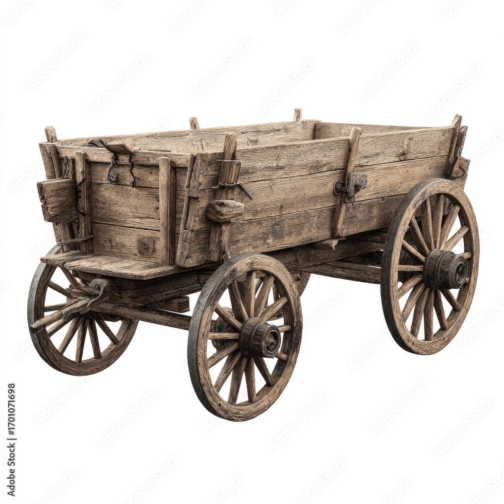 Fototapeta premium Aged wooden wagon, side view