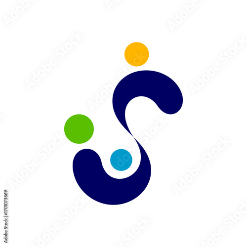 family logo icon vector with letter S element in flat style design