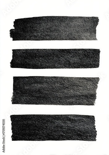 Four horizontal dark gray paint strokes against white