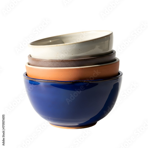 Stacked Ceramic Bowls isolated on white background