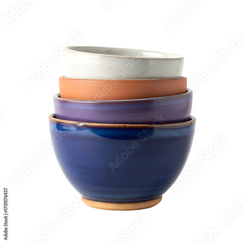 Stacked Ceramic Bowls isolated on white background