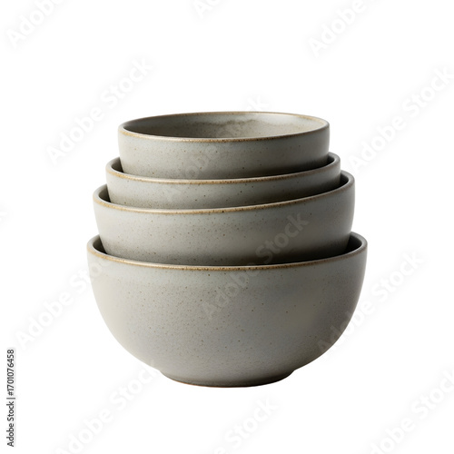 Stacked Ceramic Bowls isolated on white background