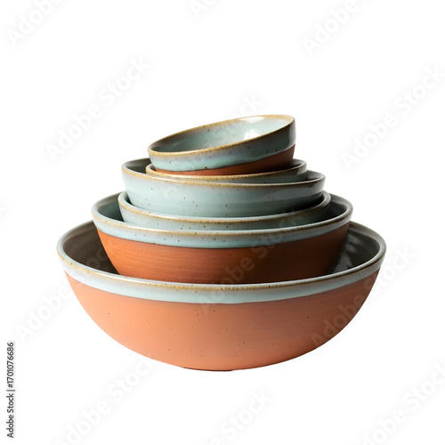 Stacked Ceramic Bowls isolated on white background