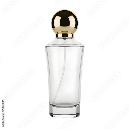 Empty perfume bottle isolated on white background