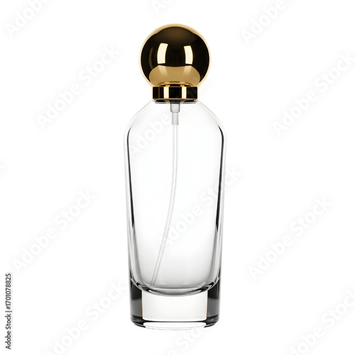 Empty perfume bottle isolated on white background