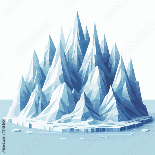 Alaska glacier with a simple and minimalist flat design using a white background