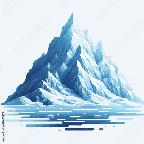 Alaska glacier with a simple and minimalist flat design using a white background