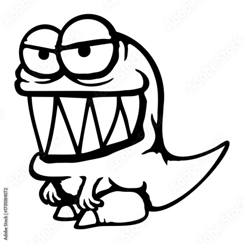 Dino T-Rex Long Teeth Monster Funny Grinning Evil
