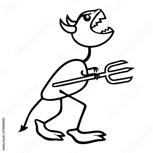 Dino Devil Demon Monster Trident Horns Hell Evil