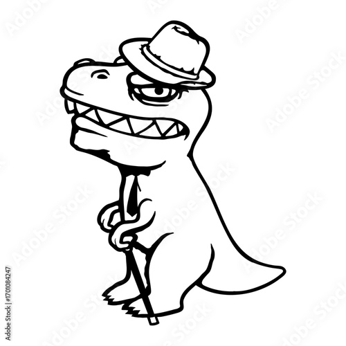 Evil Dino T-Rex Gangster Boss Hat Criminal Gang