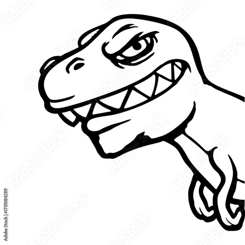 Dino T-Rex looking from side half Funny Evil