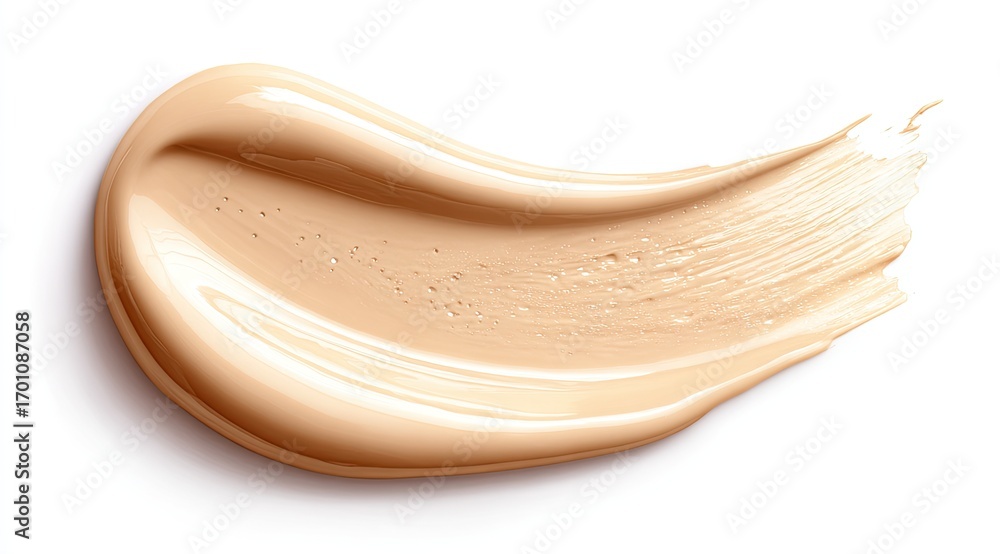 Fototapeta premium Creamy beige foundation smudge on white