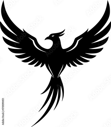 phoenix bird icon illustration, phoenix bird silhouette logo svg vector