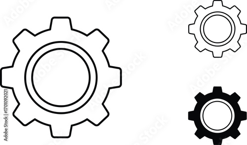 Set of simple gear icons for mechanical concepts and industry symbolism vector