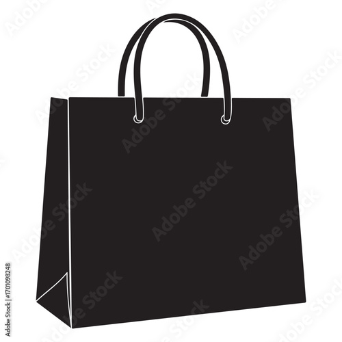 Simple black shopping bag with sturdy handles for retail or gifts