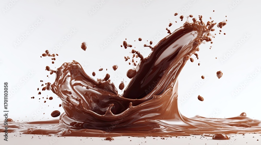 Fototapeta premium Dark chocolate liquid splash against white background
