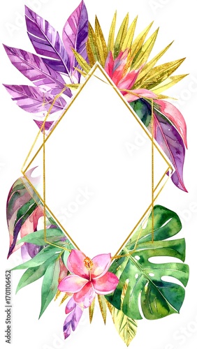 Tropical floral frame