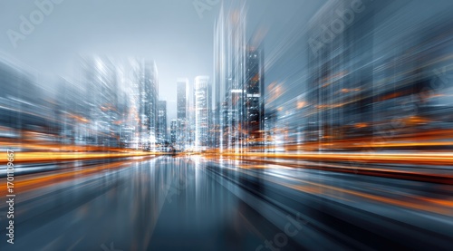 Blurred cityscape, motion trails