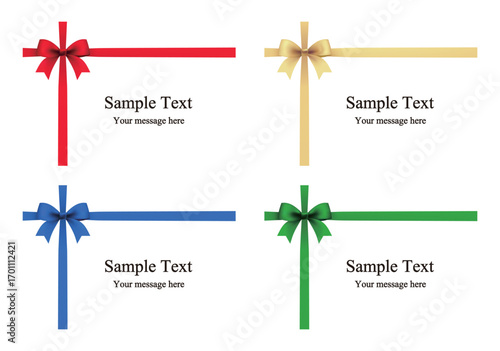 Gift ribbon frame set_Colorful satin ribbon and bow corner frames_elegant decorative design