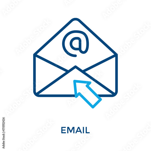 Email Icon Outline Color Style. Vector Illustration For Graphic Design