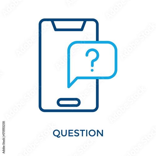 Question Icon Outline Color Style. Vector Illustration For Graphic Design