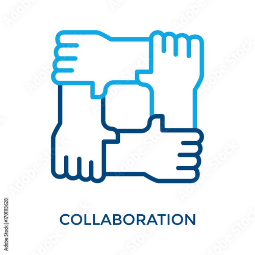 Collaboration Icon Outline Color Style. Vector Illustration For Graphic Design