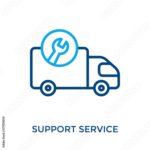 Support Service Icon Outline Color Style. Vector Illustration For Graphic Design