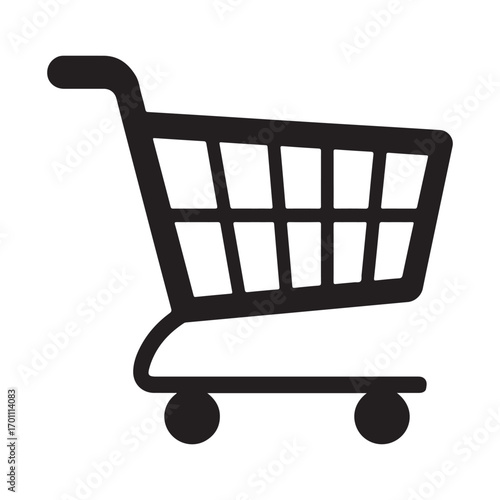 Simple black silhouette of a shopping cart on a white background Vector Art